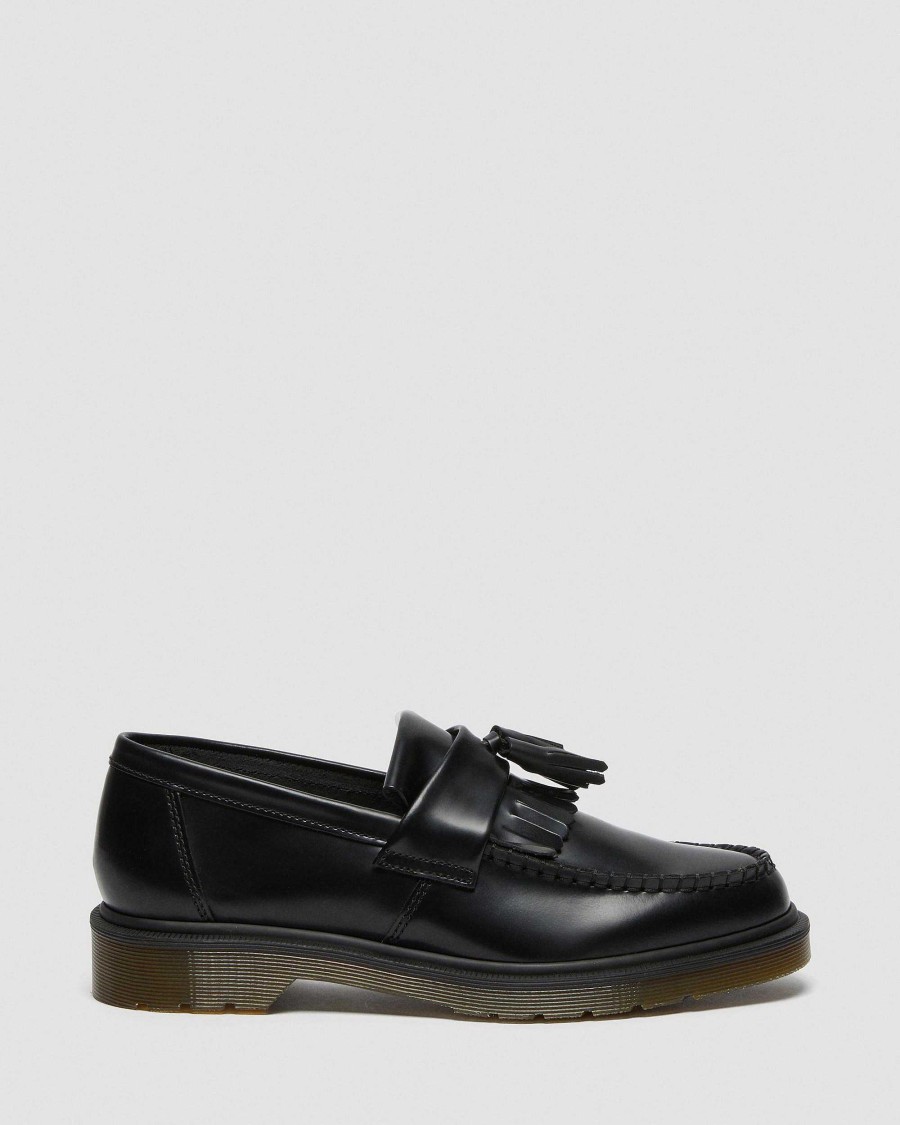 Messieurs Dr. Martens Tous Les Mocassins | Mocassins A Pampilles En Cuir Lisse Adrian Noir — Poli Lisse