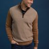 Homme Benson & Cherry Pulls Et Gilets Pour Homme | Pull Texture Avec Coudieres Fraction Beige