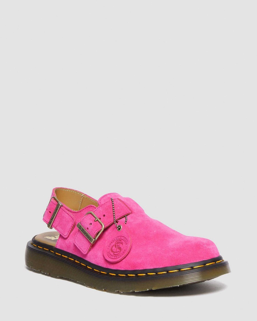 Dames Dr. Martens Chaussons | Jorge Made In England Slingback Rose — Daim De Veau Repello (Huile De Gomme)