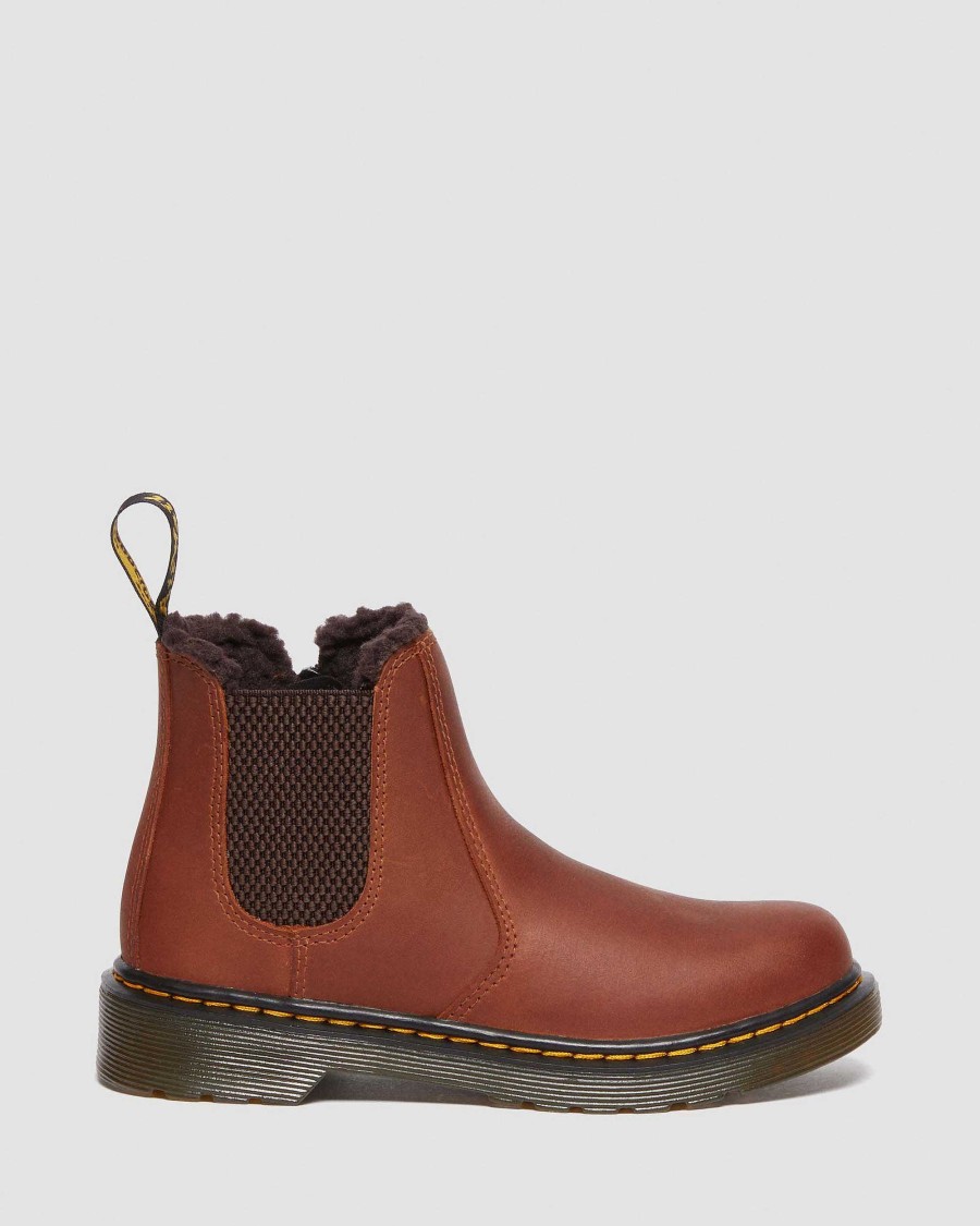 Enfants Dr. Martens Maihars Impermeables | Junior 2976 Leonore Cuir Maiharis Marron Clair — Republic Impermeable