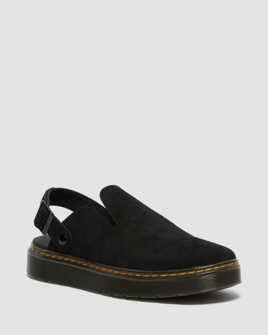 Messieurs Dr. Martens Sandales Noires | Chaussures Carlson-Suede Noir — Ehsuede