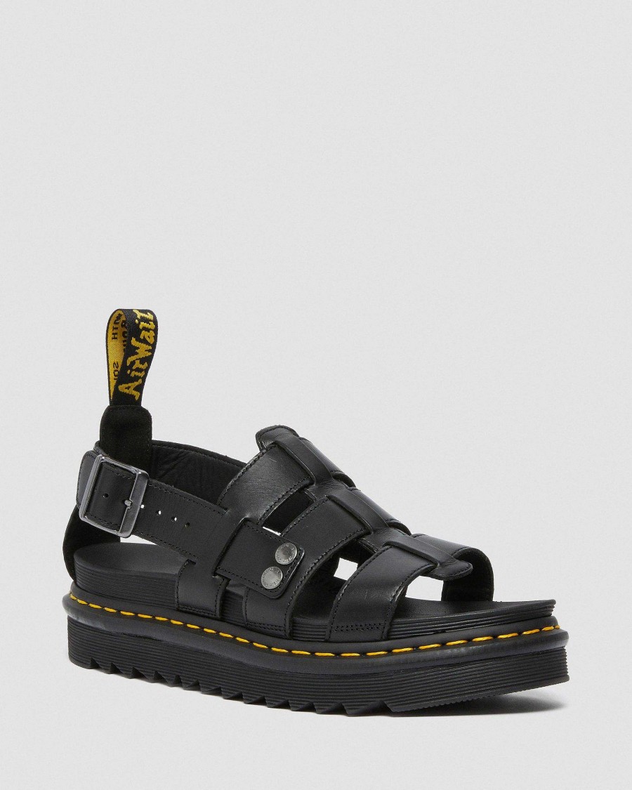 Messieurs Dr. Martens Sandales Noires | Sandales En Cuir Eponge Noir — Brando