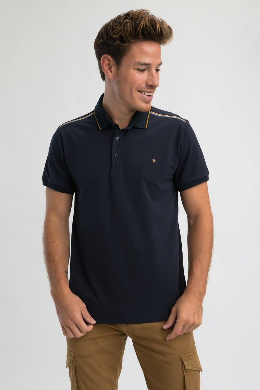 Homme Benson & Cherry Polos Pour Homme | Polo Coton Stretch Geric Marine