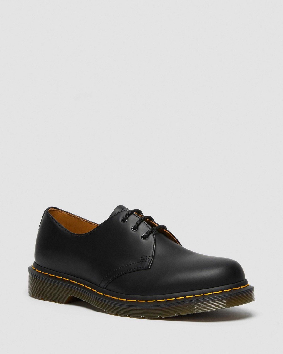 Messieurs Dr. Martens Chaussures A Lacets | Chaussures Oxford 1461 Lisses En Cuir Noir — Lisse