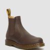 Messieurs Dr. Martens Maihars Bruns | Bottines Chelsea Crazy Horse 2976 A Surpiqures Jaunes Marron Fonce — Crazy Horse+Pu