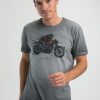 Homme Benson & Cherry T-Shirts Pour Homme | T-Shirt Coton Effet Delave Triumph Thruxton 1200R Tagolo Anthra