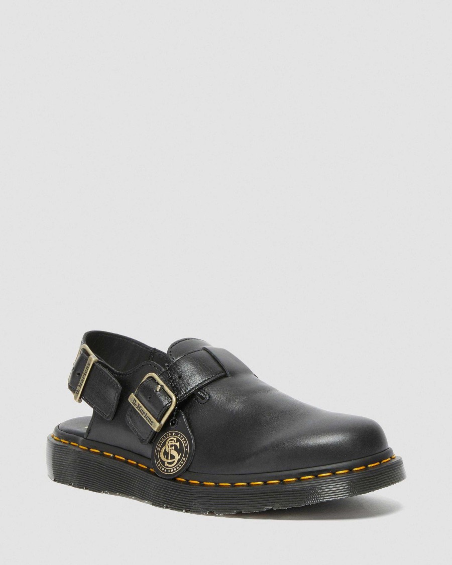 Messieurs Dr. Martens Sandales Noires | Sandales En Cuir A Bride Arriere Jorge Made In England Noir