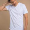 Homme Benson & Cherry T-Shirts Pour Homme | Tee-Shirt Stretch Col V Tahys Blanc