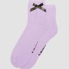 Accessoires Dr. Martens Toutes Les Chaussettes | Chaussettes En Melange De Coton Avec Noeud A La Cheville Lilas — Melange De Coton