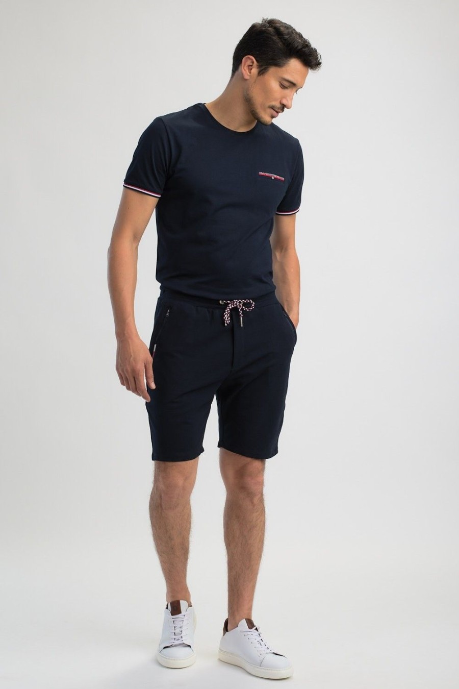 Homme Benson & Cherry Les Bas | Jogg Short En Molleton Technique Biele Marine