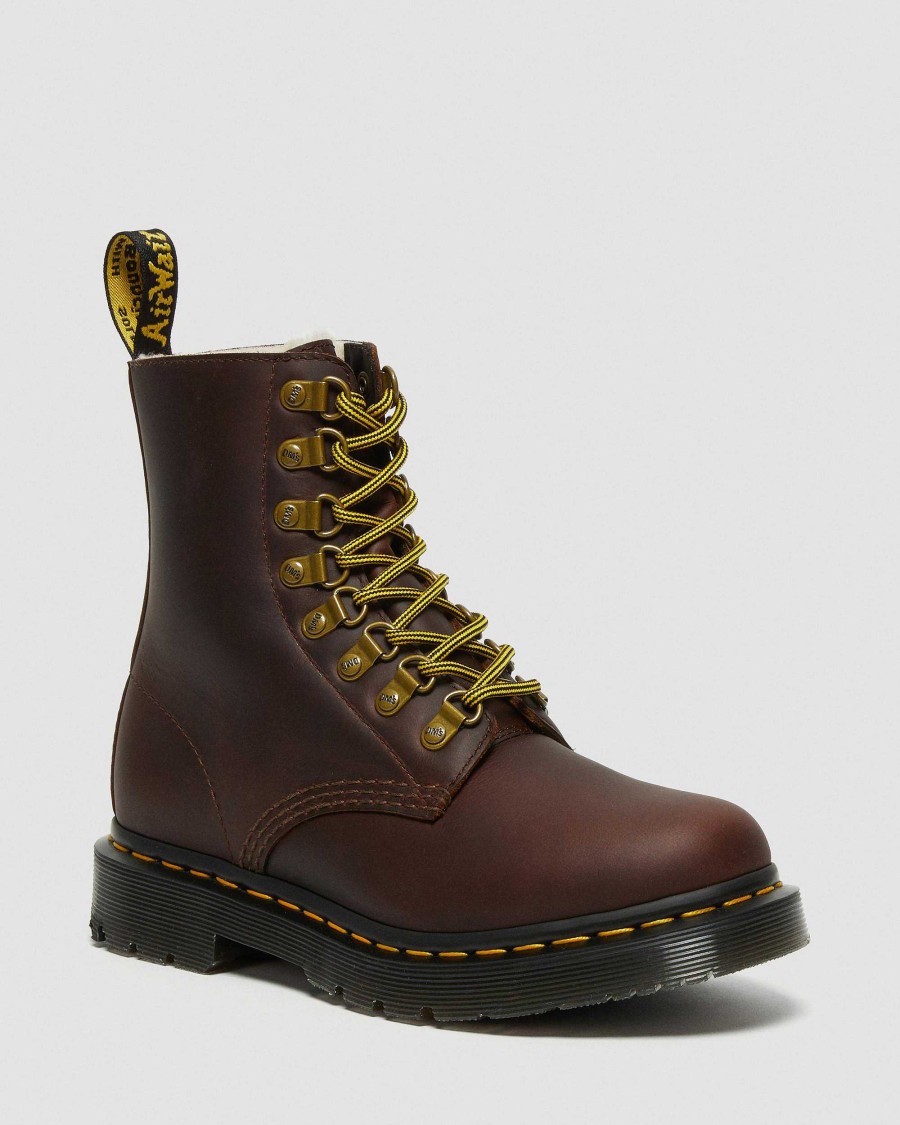 Dames Dr. Martens Fourmis D'Hiver | 1460 Pascal Dm Wintergrip Bottines En Cuir Brun — Chasse-Neige