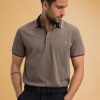 Homme Benson & Cherry Polos Pour Homme | Polo En Coton A Col Raye Gavroch Taupe