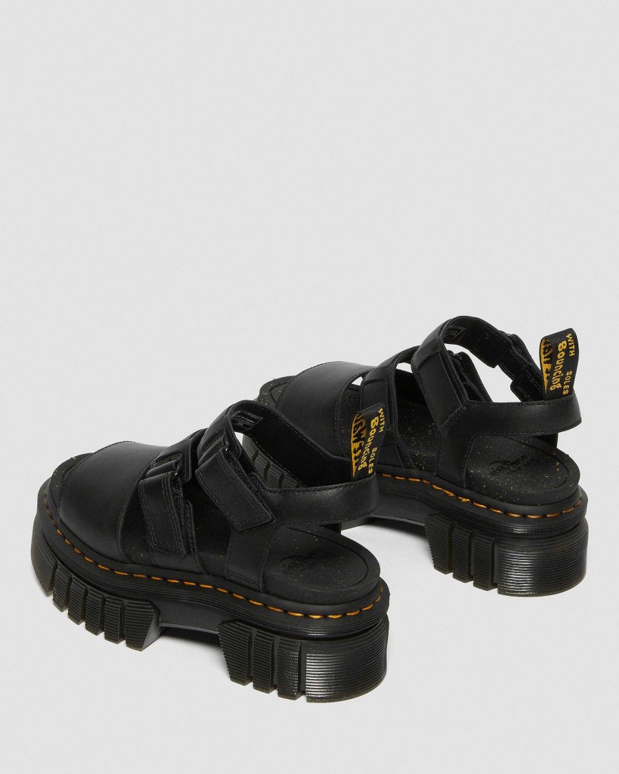 Dames Dr. Martens Sandales A Plateforme | Sandales A Plateforme En Cuir Nappa Lux A 3 Brides Ricki Noir — Nappa Lux