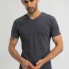 Homme Benson & Cherry T-Shirts Pour Homme | Tee-Shirt Stretch Uni Col V Tahys Gris