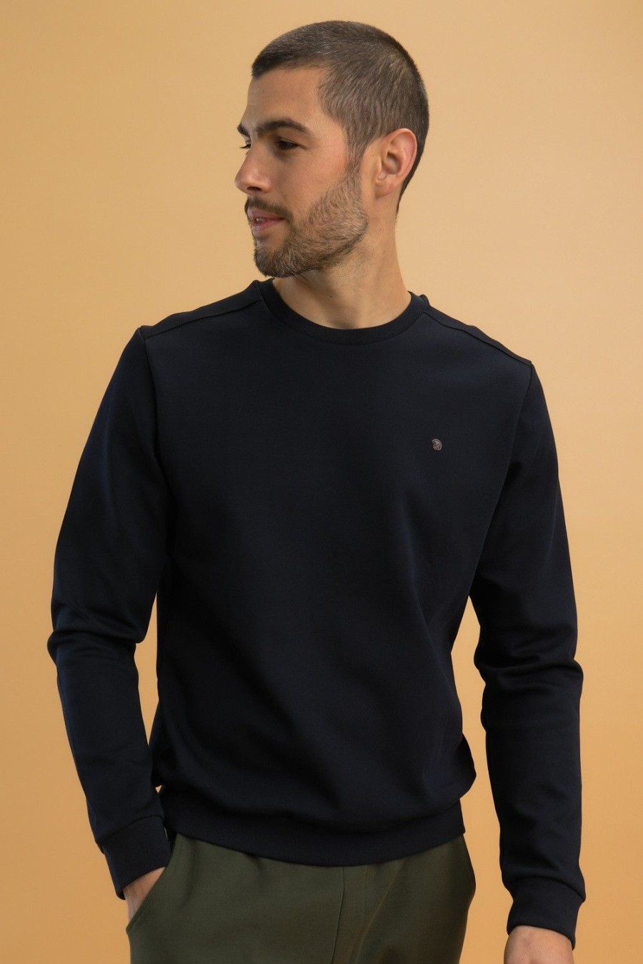 Homme Benson & Cherry Vestes Et Sweaterie Pour Homme | Sweat Basique En Molleton Technique Stone Marine