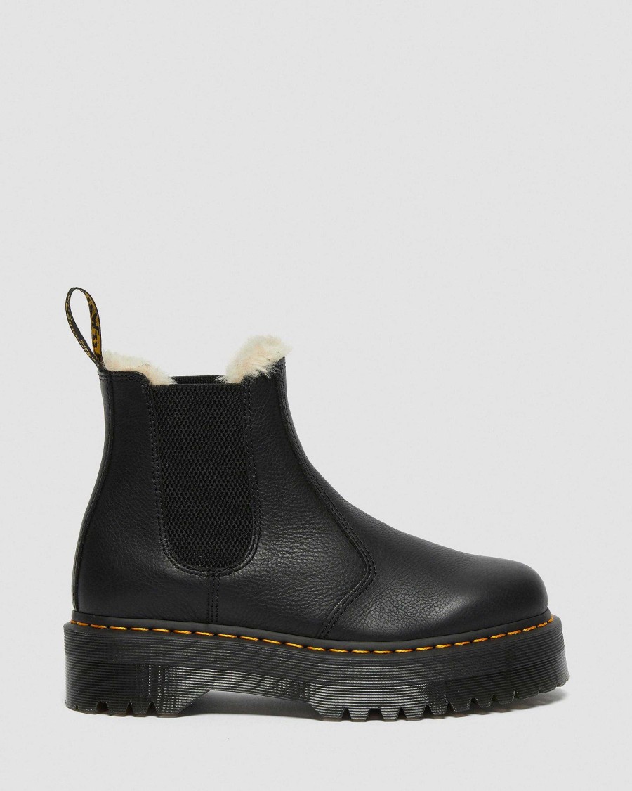 Messieurs Dr. Martens Fourmis D'Hiver | Bottines Chelsea A Plateforme Doublees De Fourrure Quad 2976 Noir — Pise