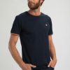 Homme Benson & Cherry T-Shirts Pour Homme | T-Shirt Aux Bords Cotes Colores Thurel Marine